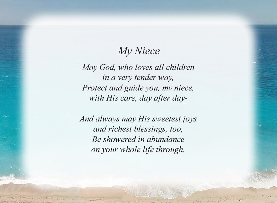 My Niece poem with the Beach background