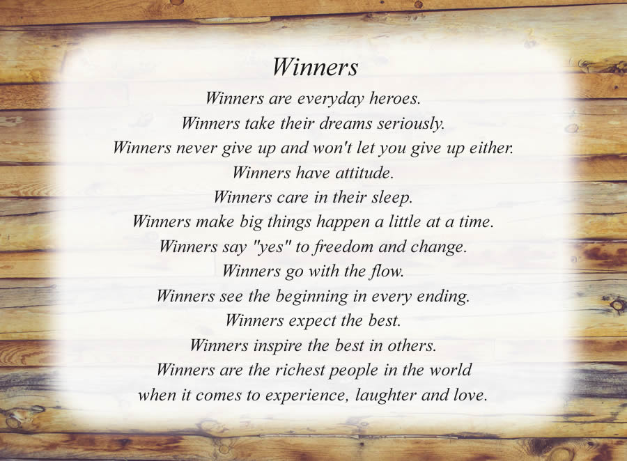 Winners poem with the Wood Wall background