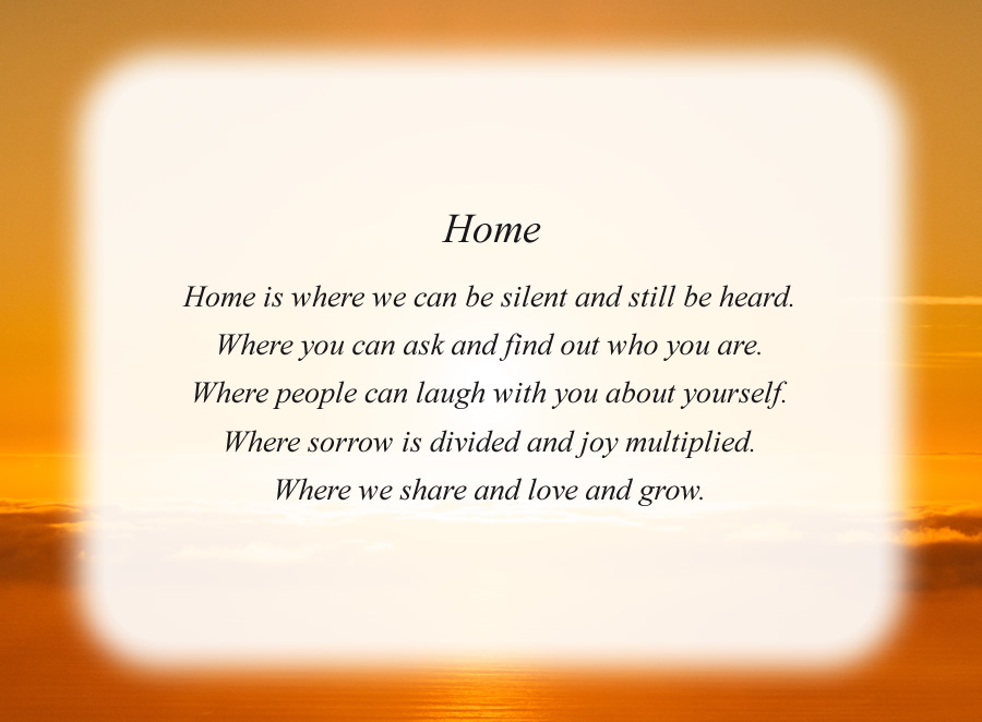 Home poem with the Sunrise background