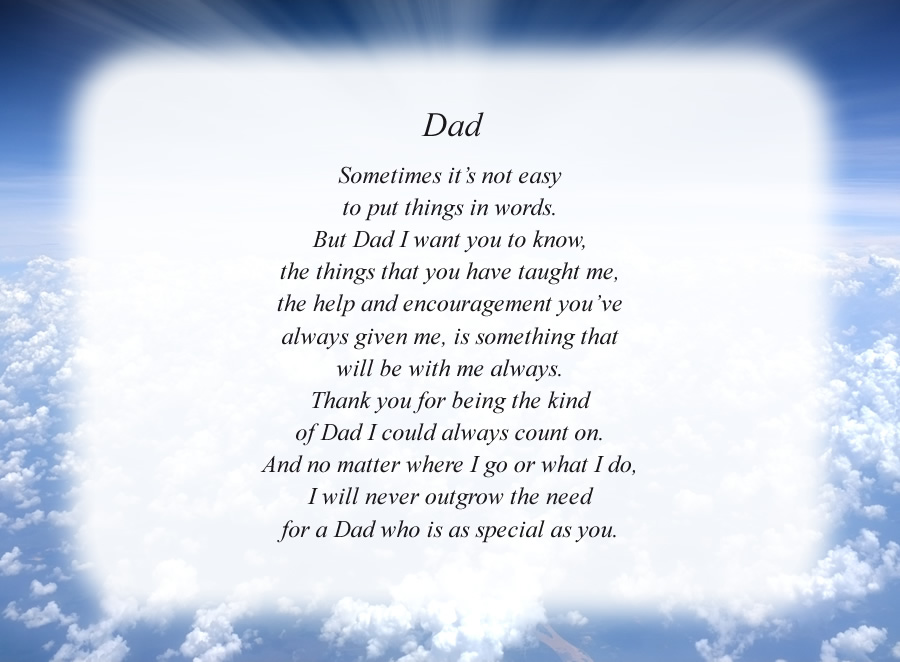 Dad(3) poem with the Clouds and Rays background