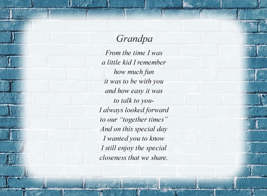 Grandpa poem with the Blue Brick Wall background