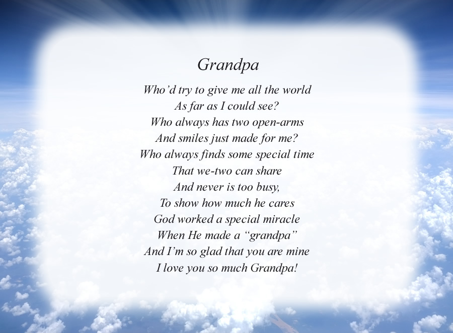 Grandpa(2) poem with the Clouds and Rays background