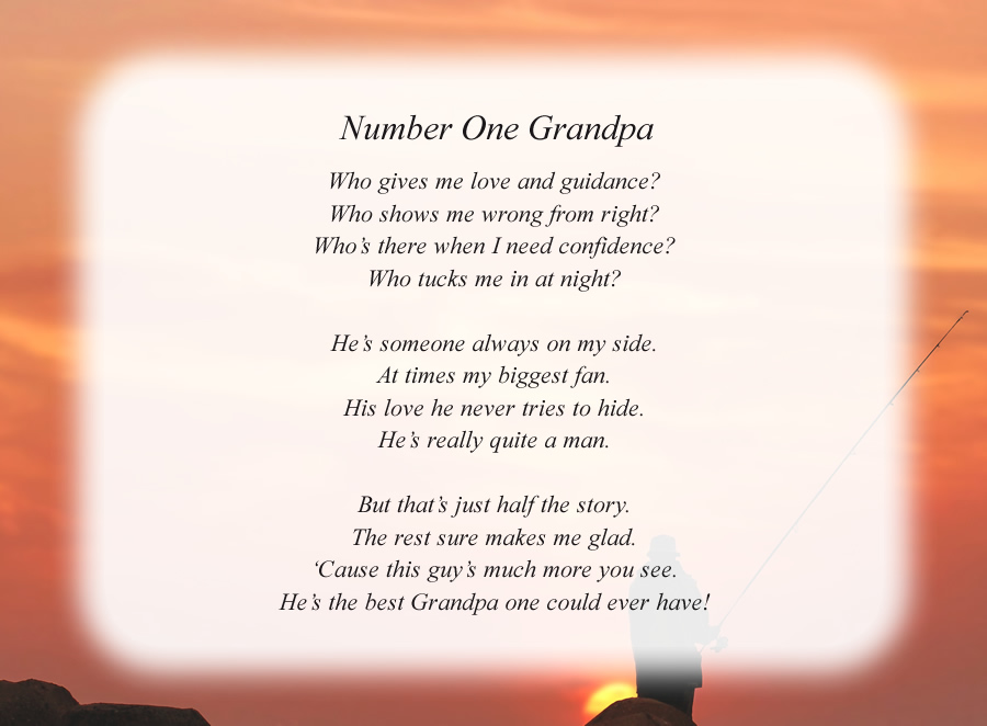 Number One Grandpa poem with the Fisherman background