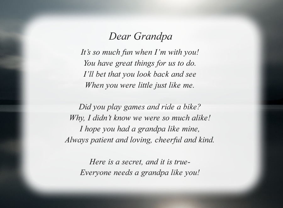 Dear Grandpa(2) poem with the Night Lake background