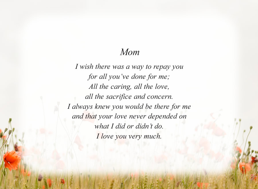 Mom(4) poem with the Morning Flowers background