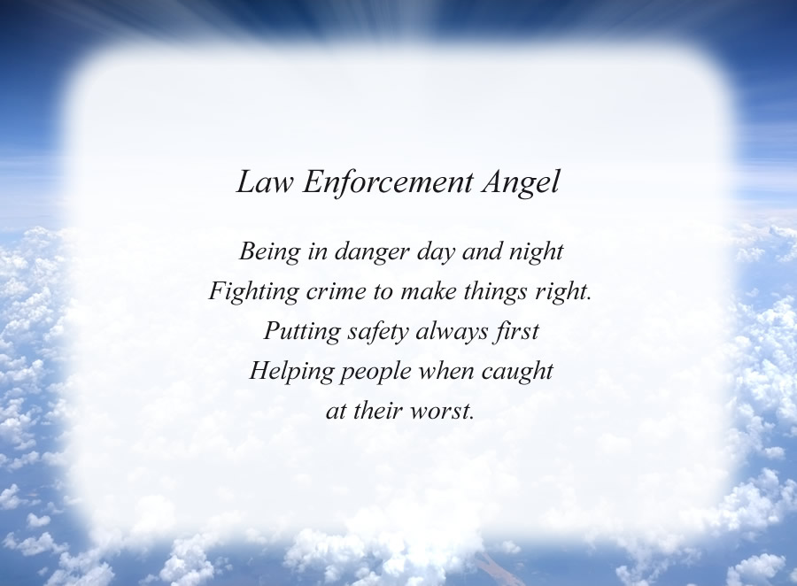 Law Enforcement Angel poem with the Clouds and Rays background