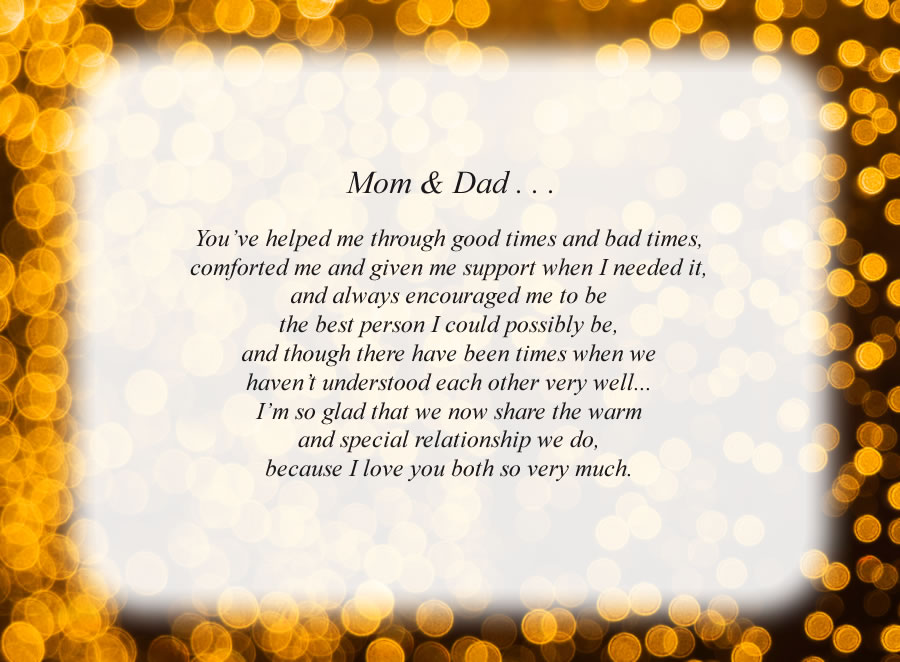 Mom & Dad . . . poem with the Lights background