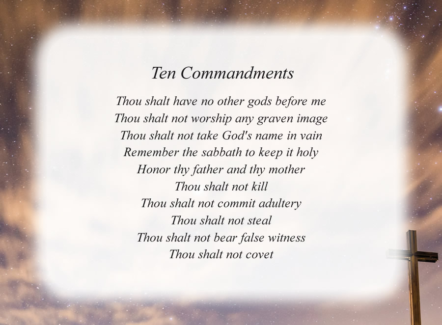 Ten Commandments with the Cross and Night Sky background