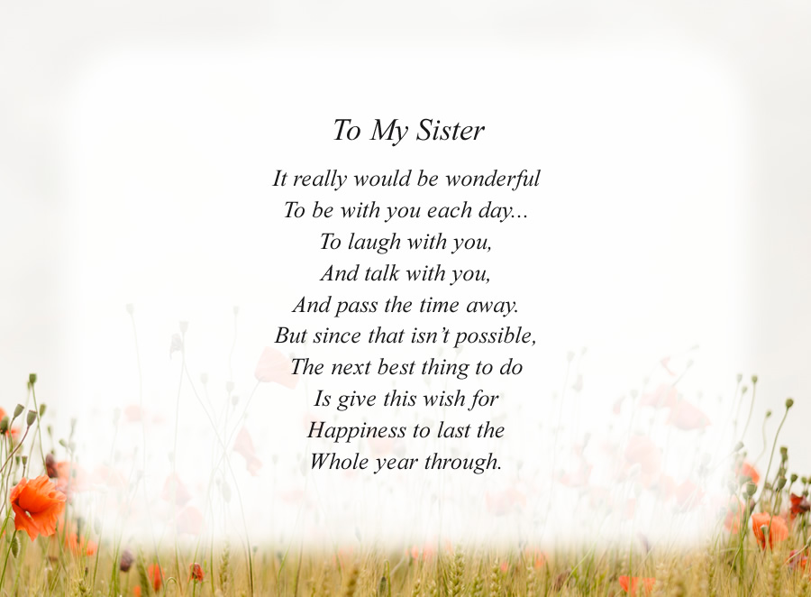 To My Sister poem with the Morning Flowers background