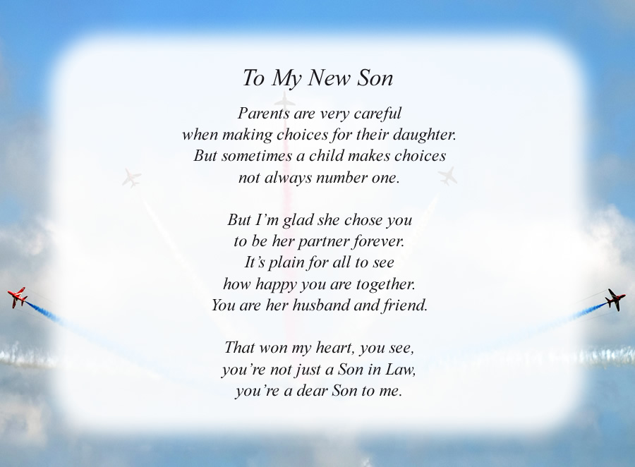 To My New Son poem with the Planes background