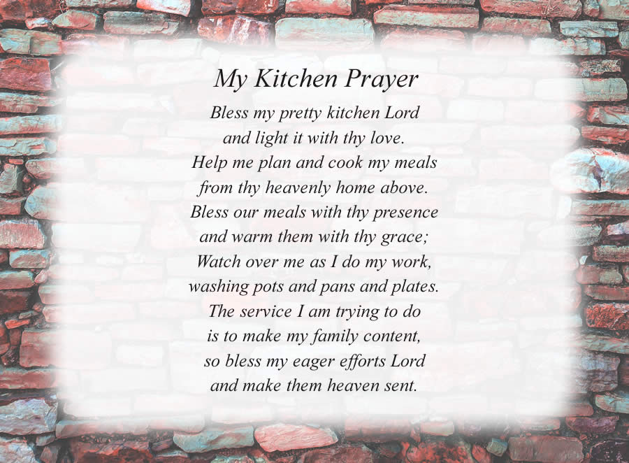 My Kitchen Prayer poem with the Colored Brick Wall background