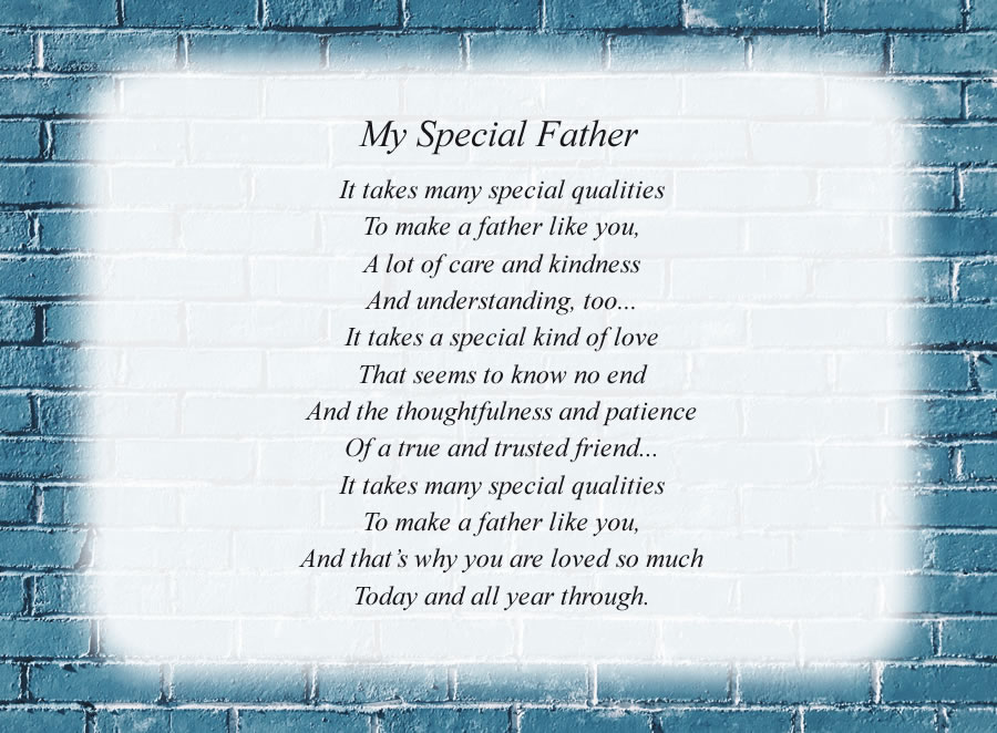 My Special Father poem with the Blue Brick Wall background