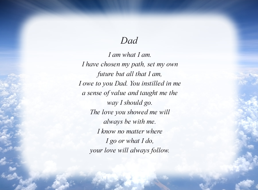 Dad(7) poem with the Clouds and Rays background