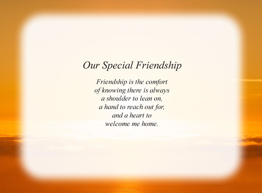 Our Special Friendship poem with the Sunrise background