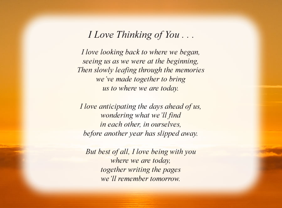 I Love Thinking Of You poem with the Sunrise background