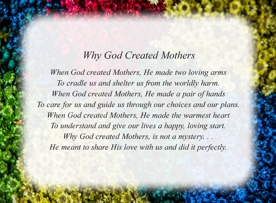 Why God Created Mothers - Free Mother Poems