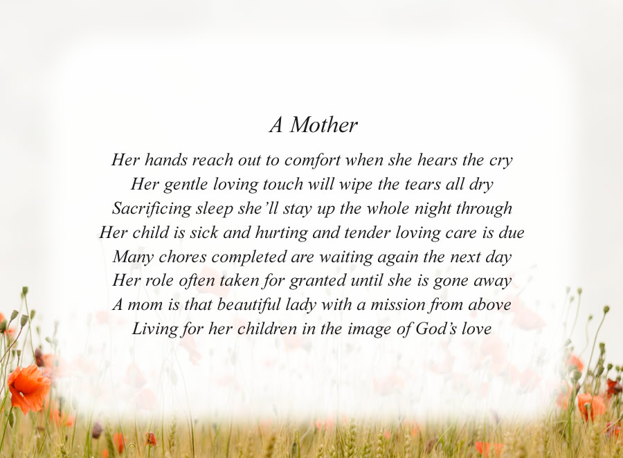 A Mother(2) poem with the Morning Flowers background