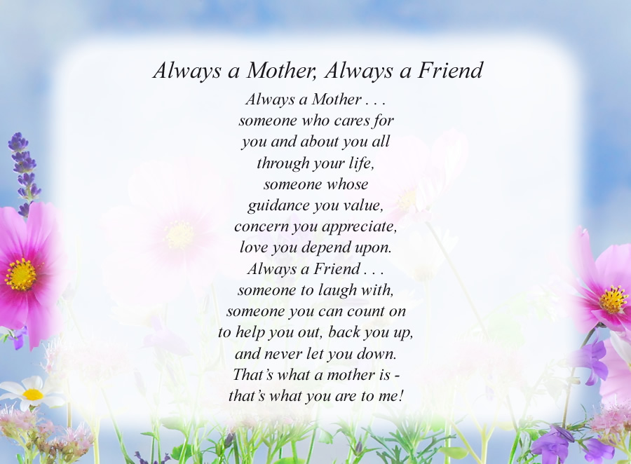 Always a mother always a friend free mother poems