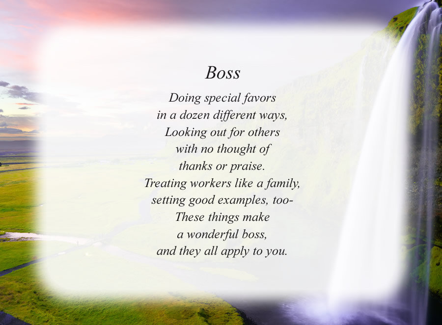 Boss poem with the Waterfall background