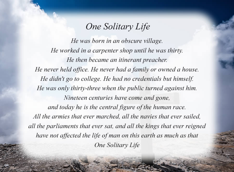 One Solitary Life Free Religious Poems