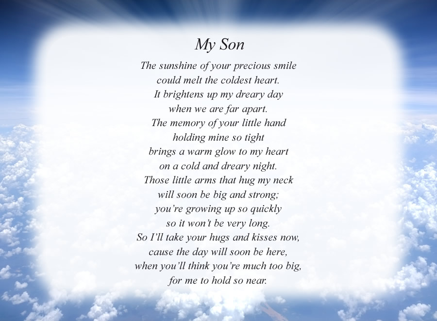 My Son poem with the Clouds and Rays background